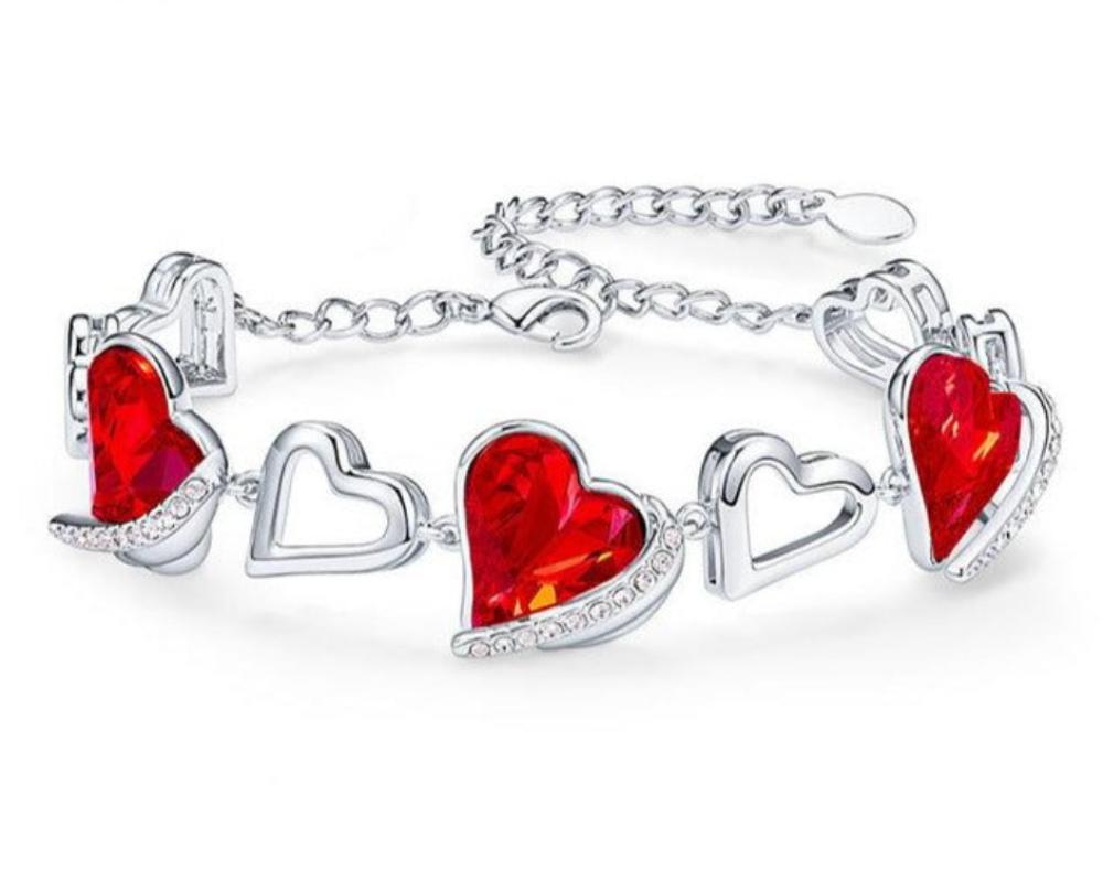 Gold Bracelets Embellished Crystals Swarovski Heart Angel Wing Jewelry Chain Bracelet - Samuels Jewelers