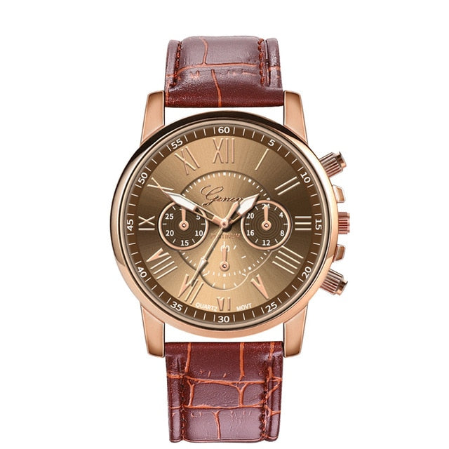 Leather Band Quartz Analog Wrist Watch - Samuels Jewelers