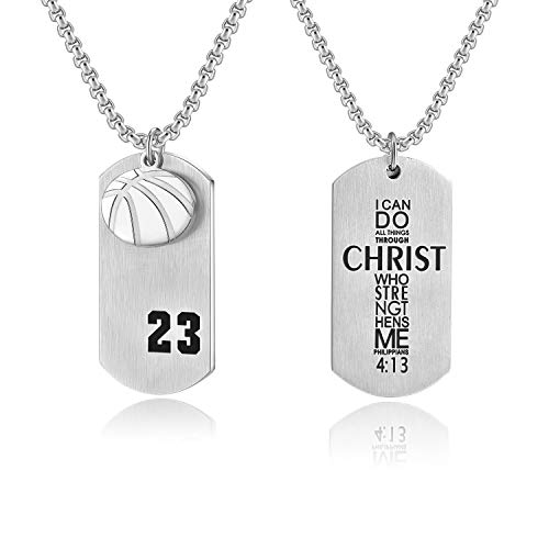 Basketball Player 23 Cross Pendant I Can Do All Things Bible Verse Necklace - Samuels Jewelers