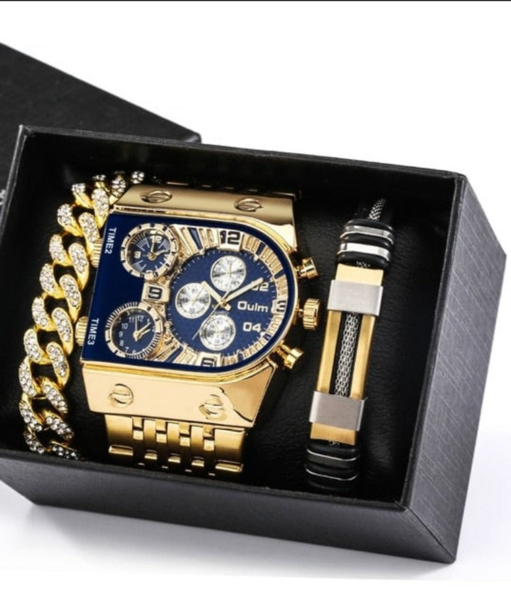 Urban Luxe: Stylish Big Dial Hip-Hop Watch with Stainless Steel Strap - Samuels Jewelers