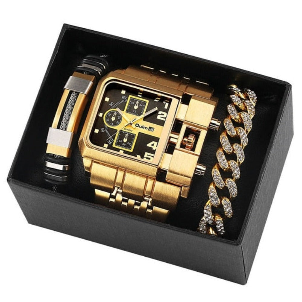 Urban Luxe: Stylish Big Dial Hip-Hop Watch with Stainless Steel Strap - Samuels Jewelers