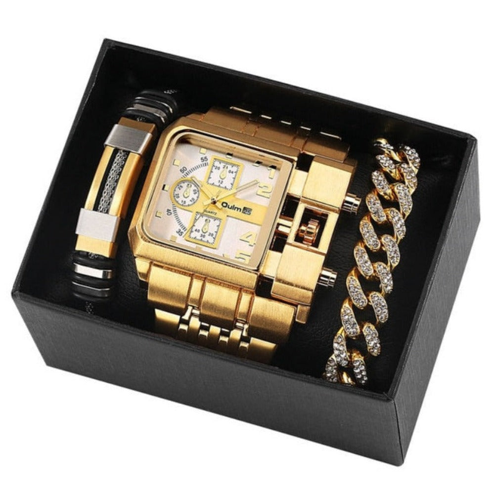 Urban Luxe: Stylish Big Dial Hip-Hop Watch with Stainless Steel Strap - Samuels Jewelers