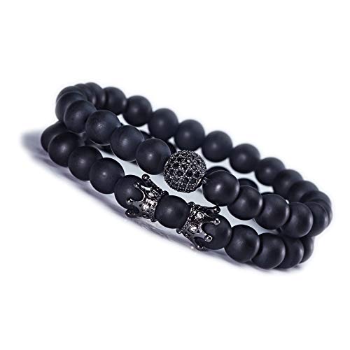 Charm Beads Bracelet Set Luxury Matte Onyx Natural Stone - Samuels Jewelers