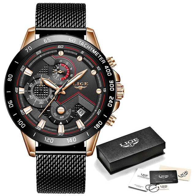 Casual Mesh Belt Quartz Gold Watch Men Luxury Waterproof - Samuels Jewelers