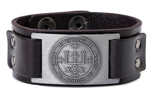 Solomon Sigil of Archangel Raphael Talisman Leather Bracelet - Samuels Jewelers
