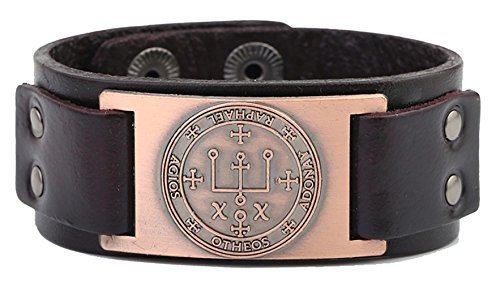 Solomon Sigil of Archangel Raphael Talisman Leather Bracelet - Samuels Jewelers