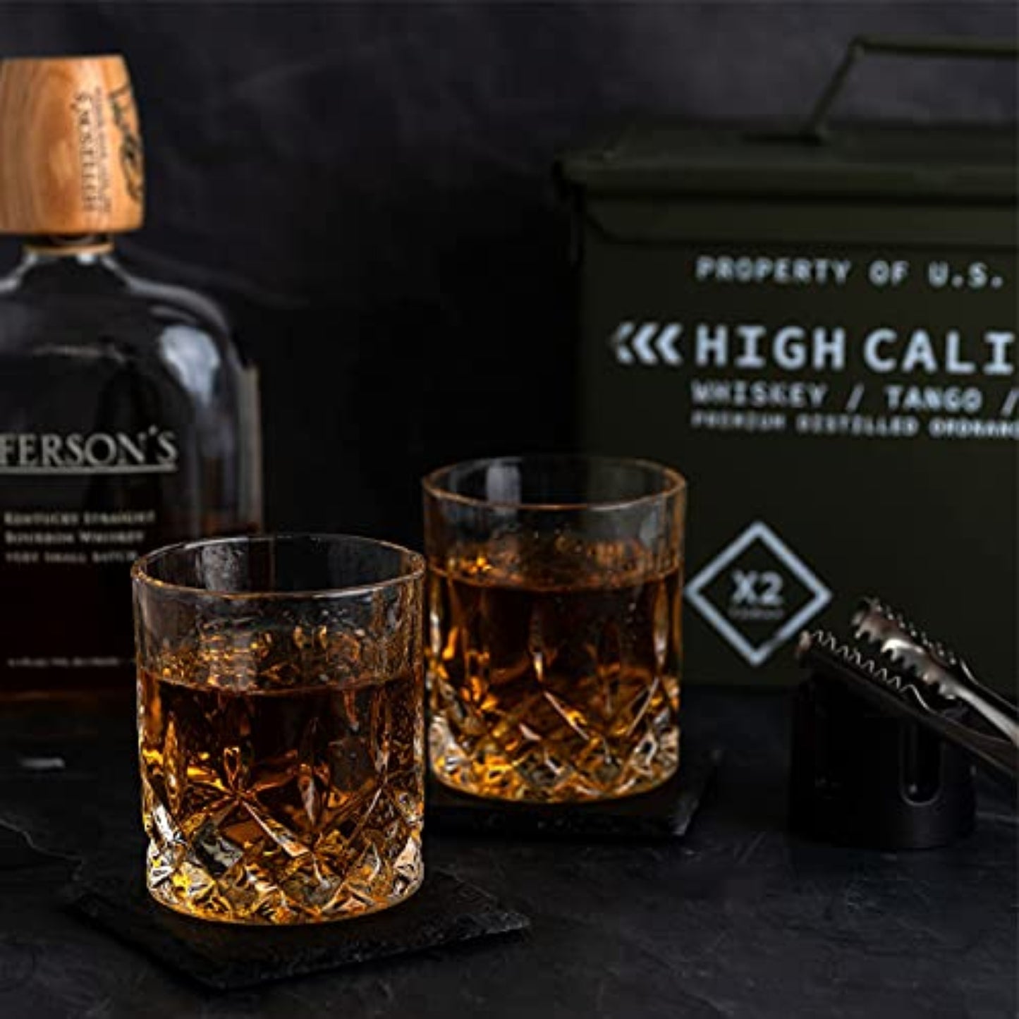 Whiskey Glasses And Stones Set In Unique Tactical Box Display - Samuels Jewelers