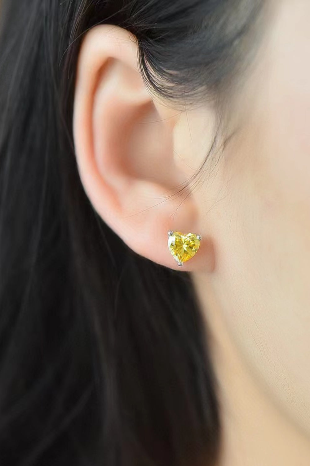 Yellow Heart Moissanite Platinum-Plated Earrings | Samuels Jewelers