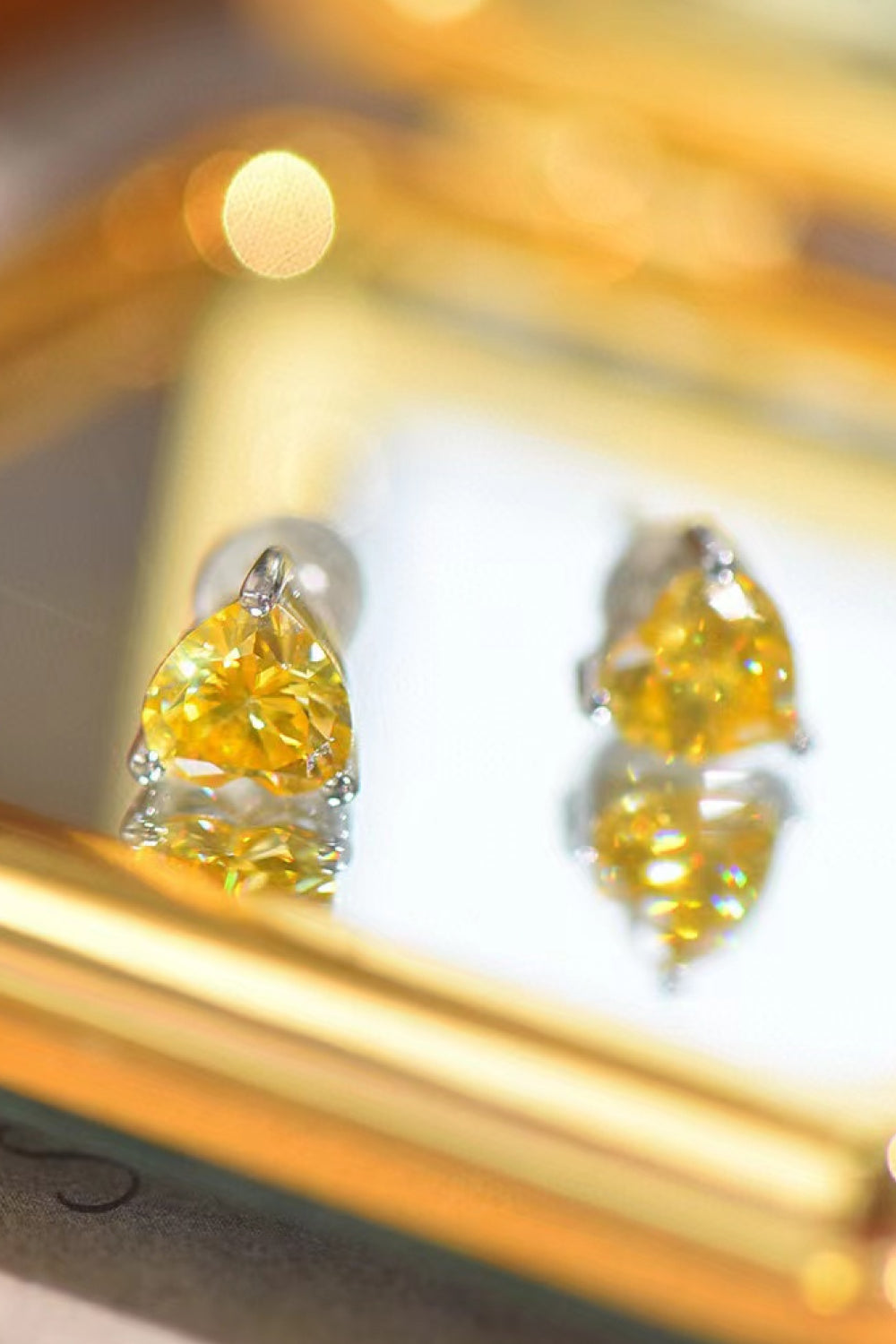 Yellow Heart Moissanite Platinum-Plated Earrings | Samuels Jewelers