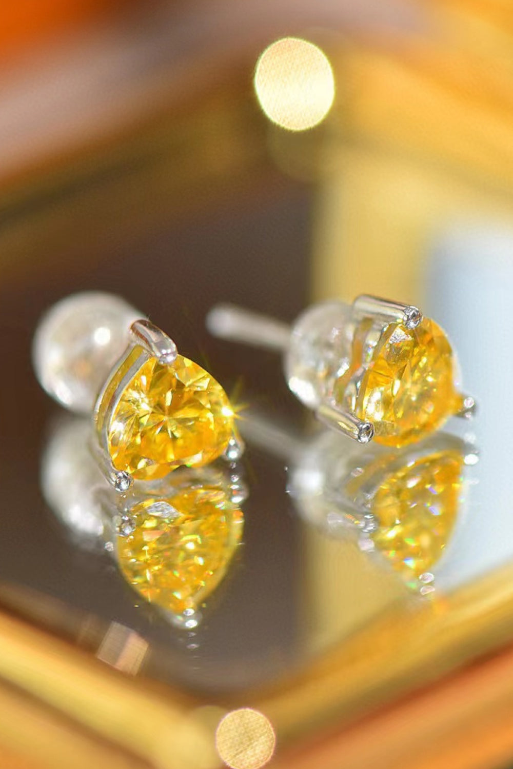 Yellow Heart Moissanite Platinum-Plated Earrings | Samuels Jewelers