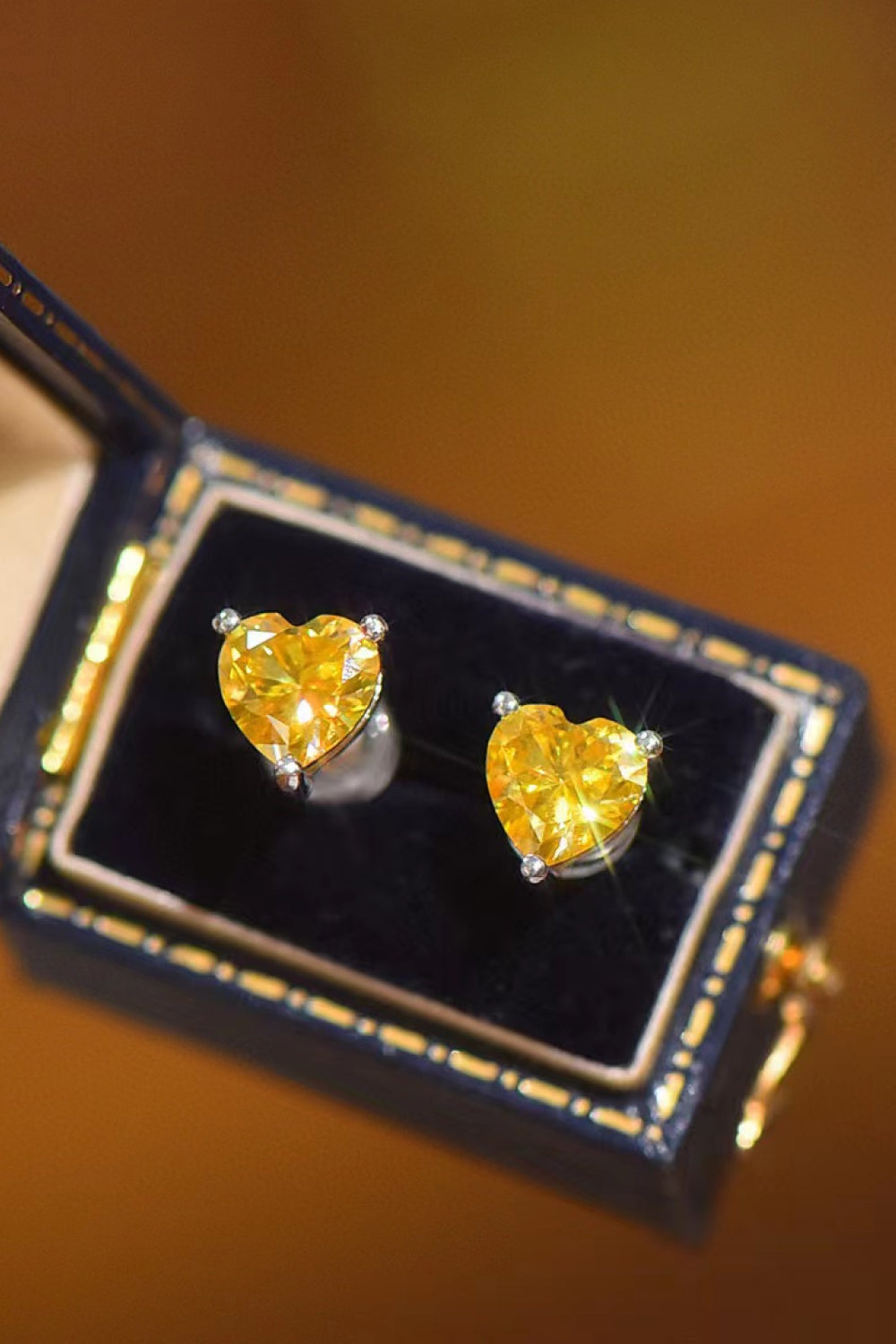 Yellow Heart Moissanite Platinum-Plated Earrings | Samuels Jewelers