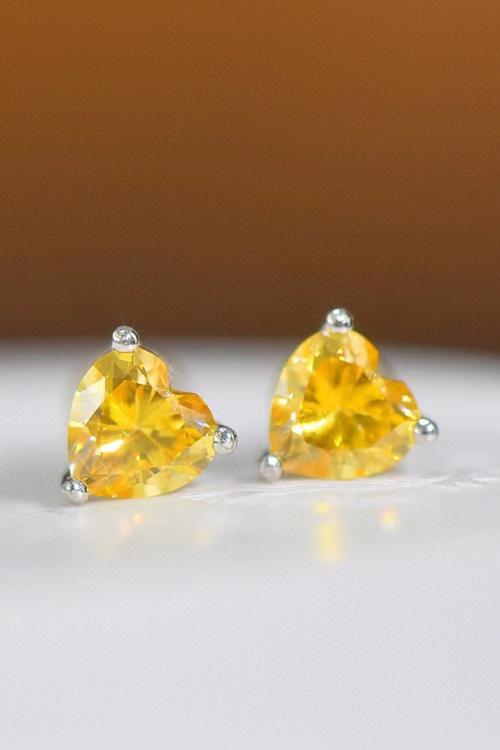 Yellow Heart Moissanite Platinum-Plated Earrings | Samuels Jewelers