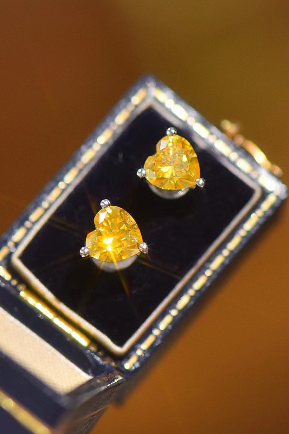 Yellow Heart Moissanite Platinum-Plated Earrings | Samuels Jewelers