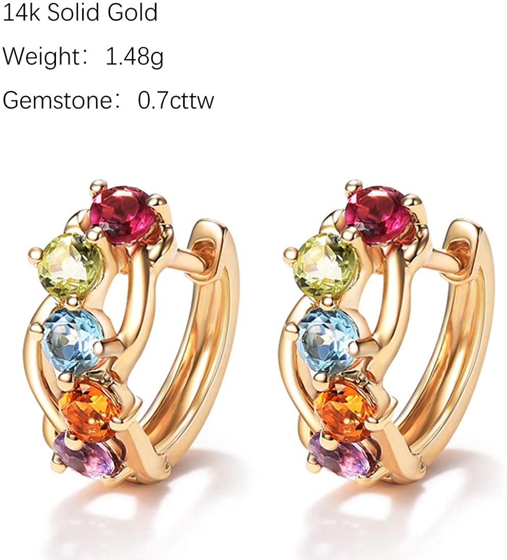 14K Gold 3/4 cttw Multi Colored Amethyst Peridot Topaz Earrings - Samuels Jewelers