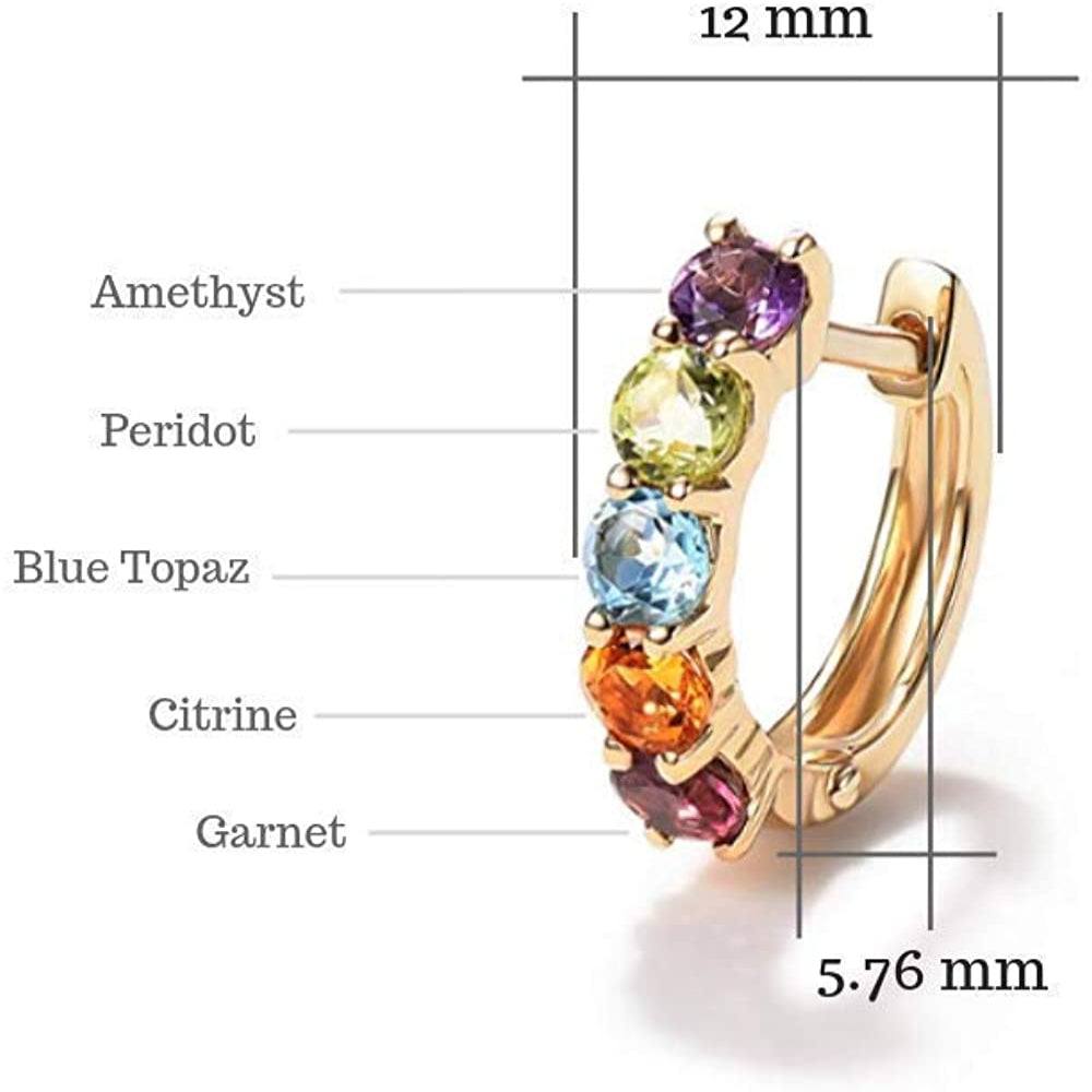 14K Gold 1.25 cttw Multi Colored Amethyst Peridot Topaz Earrings- Samuels Jewelers