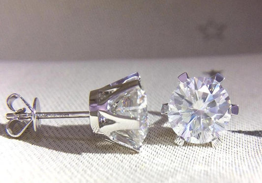 Genuine 18K Plated Sterling Silver Push Back H Color 5mm 1CTW Round Cut Diamond Earrings - Samuels Jewelers