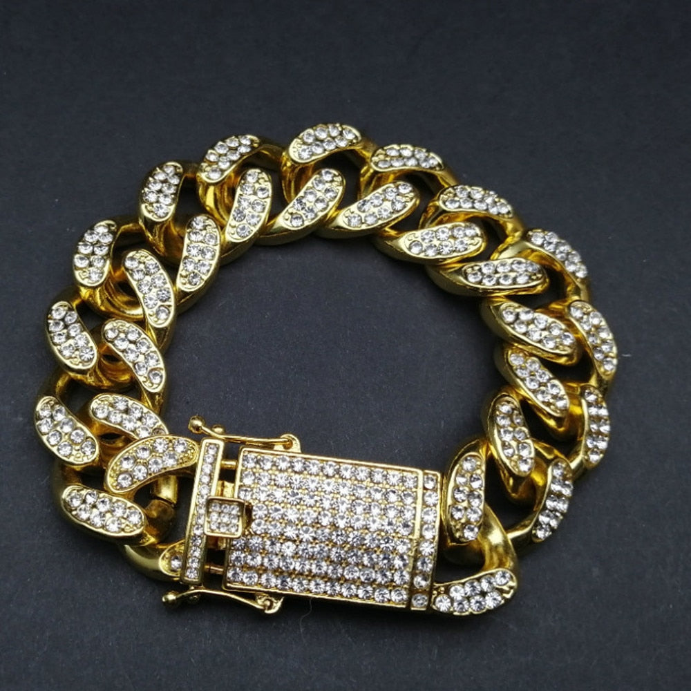 Luxury Watch Bracelet Necklace Combo Set Ice Out Cuban Hip Hop - Samuels Jewelers