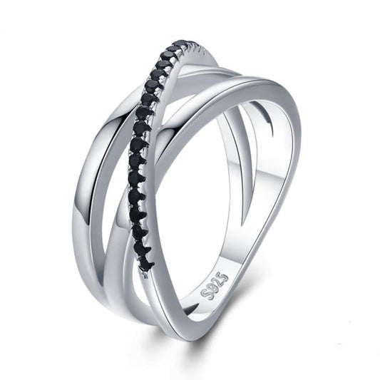 Classic 3.9g 925 Sterling Silver Row Engagement Black Ring - Samuels Jewelers