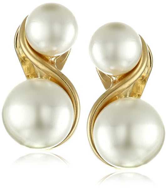 Gold-Tone & Faux Pearl Clip-On Earrings - Samuels Jewelers