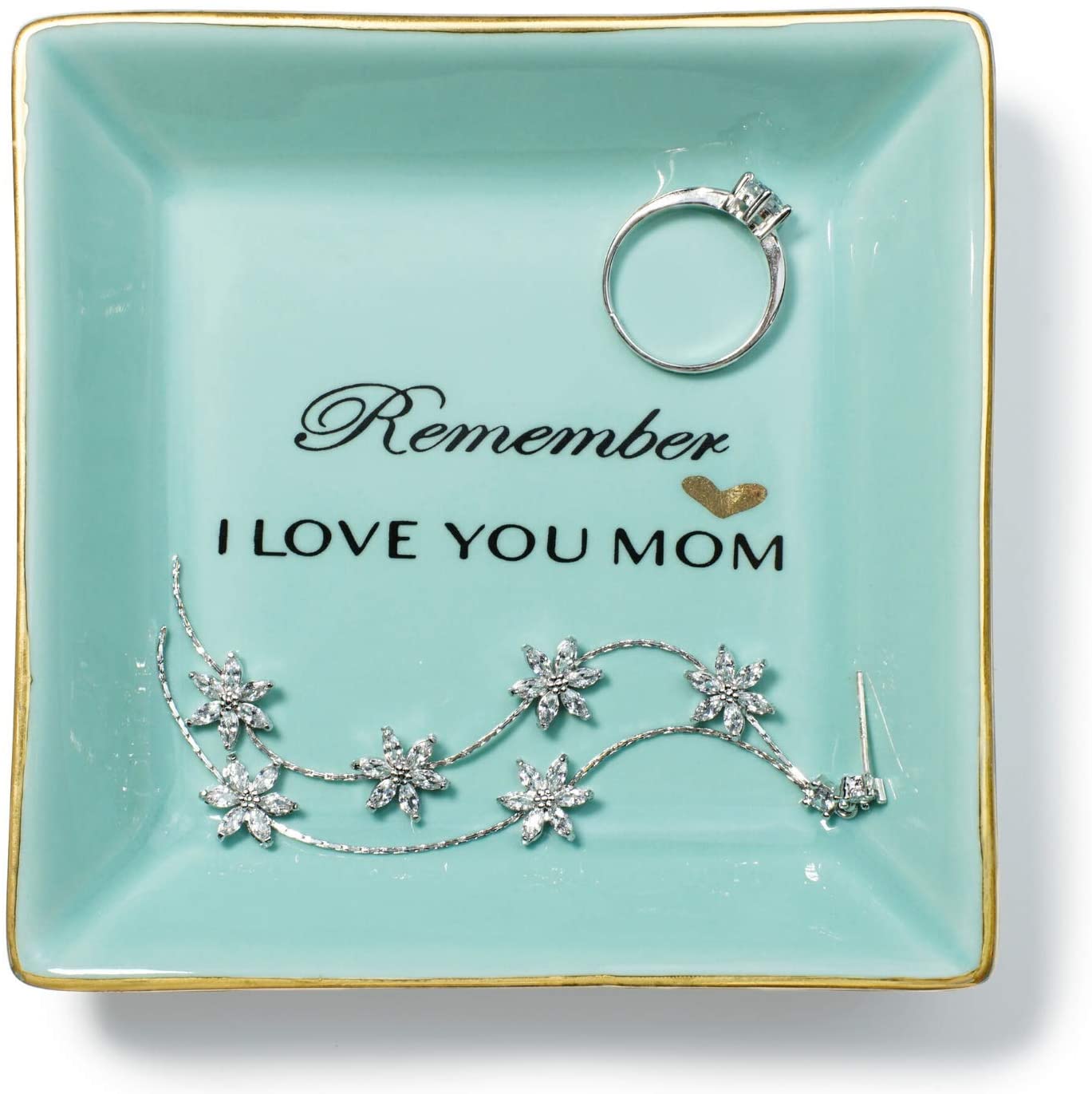 Ceramic Jewelry Dish Tray Blue Ring Dish Jewelry Organizer - Samuels Jewelers