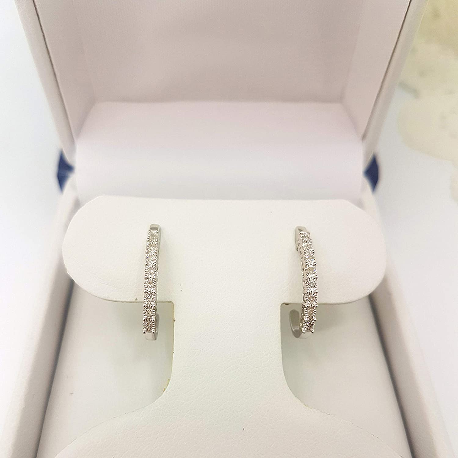 0.15 Carat (ctw) Round White Diamonds Ladies J Shaped Hoop Earrings, 10K/14K/18K Gold & 925 Sterling Silver - Samuels Jewelers
