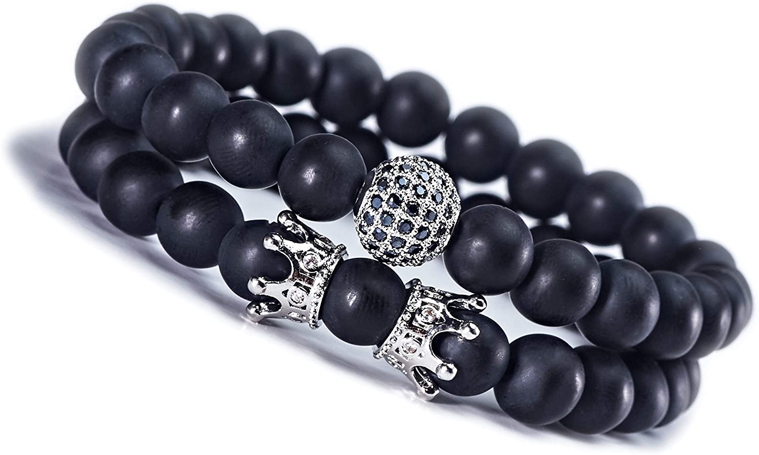 Charm Beads Bracelet Set Luxury Matte Onyx Natural Stone - Samuels Jewelers