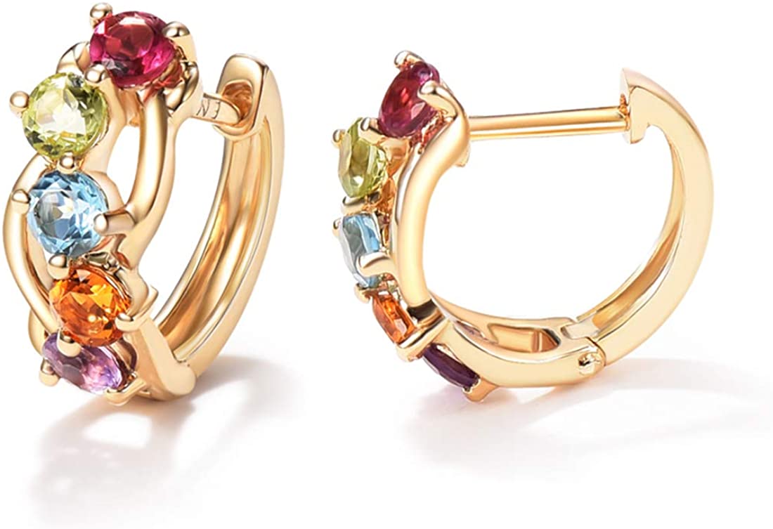 14K Gold 3/4 cttw Multi Colored Amethyst Peridot Topaz Earrings - Samuels Jewelers