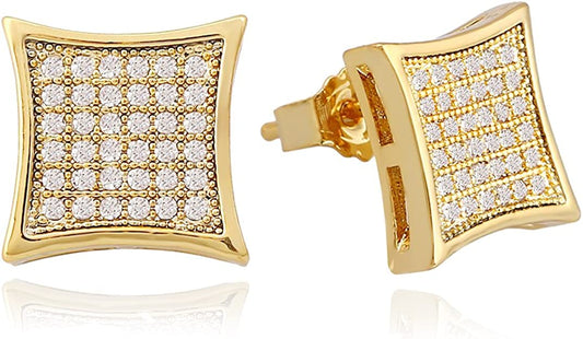 Gold Silver Square Stud Men's Earrings - Samuels Jewelers