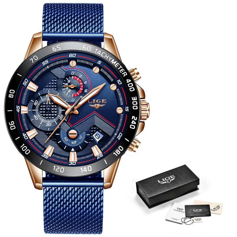 Casual Mesh Belt Quartz Gold Watch Men Luxury Waterproof - Samuels Jewelers