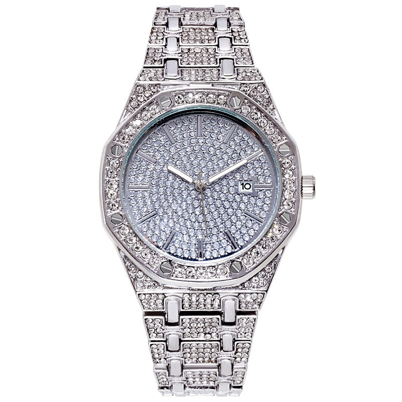 Full Diamond Quartz Luxury Hip Hop Wristwatch Iced Out - Samuels Jewelers