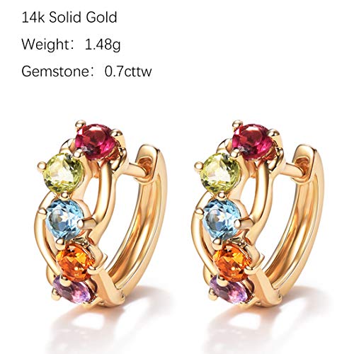 14K Gold 3/4 cttw Multi Colored Amethyst Peridot Topaz Earrings - Samuels Jewelers
