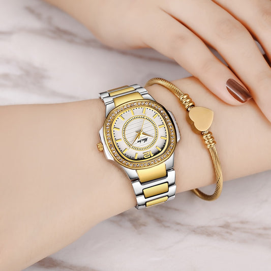 Women Fashion Watch Geneva Designer Luxury Brand Diamond Quartz Gold Wrist Watch - Samuels Jewelers