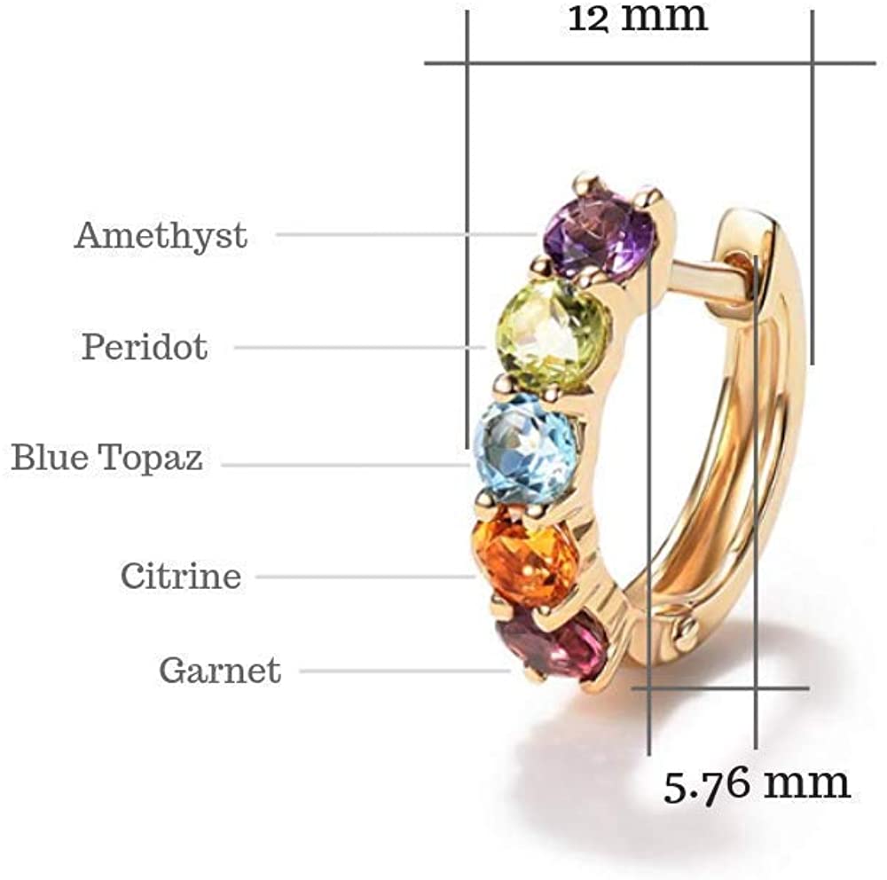 14K Gold 3/4 cttw Multi Colored Amethyst Peridot Topaz Earrings - Samuels Jewelers