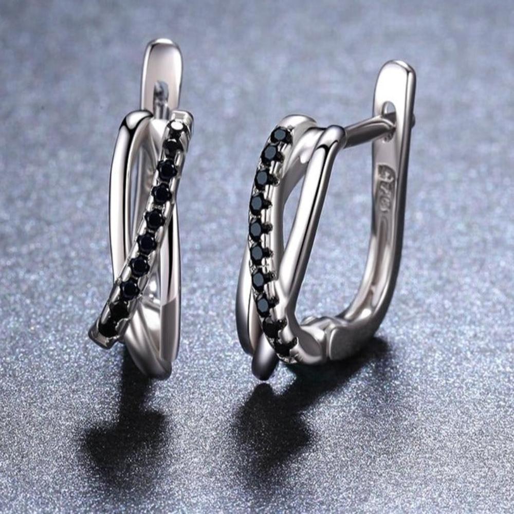 Genuine 925 Sterling Silver Black Spinel Stone Cute Stud Earings - Samuels Jewelers