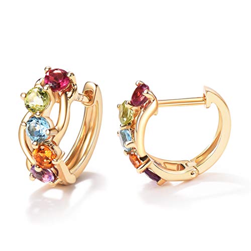 14K Gold 3/4 cttw Multi Colored Amethyst Peridot Topaz Earrings - Samuels Jewelers
