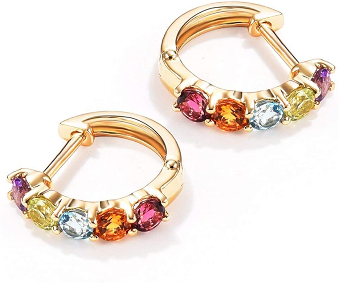 14K Gold 3/4 cttw Multi Colored Amethyst Peridot Topaz Earrings - Samuels Jewelers