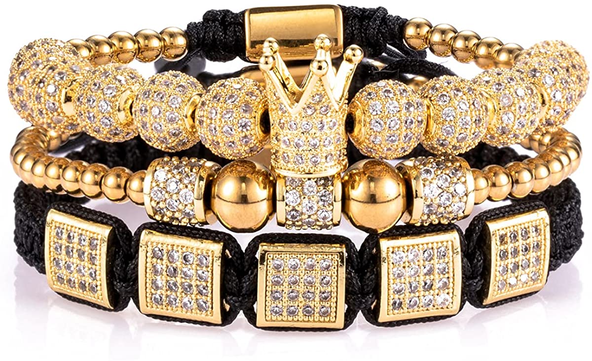 Imperial Crown King Gold Bracelets for Men Luxury Charm Fashion Cuff Bangle Jewelry - Samuels Jewelers