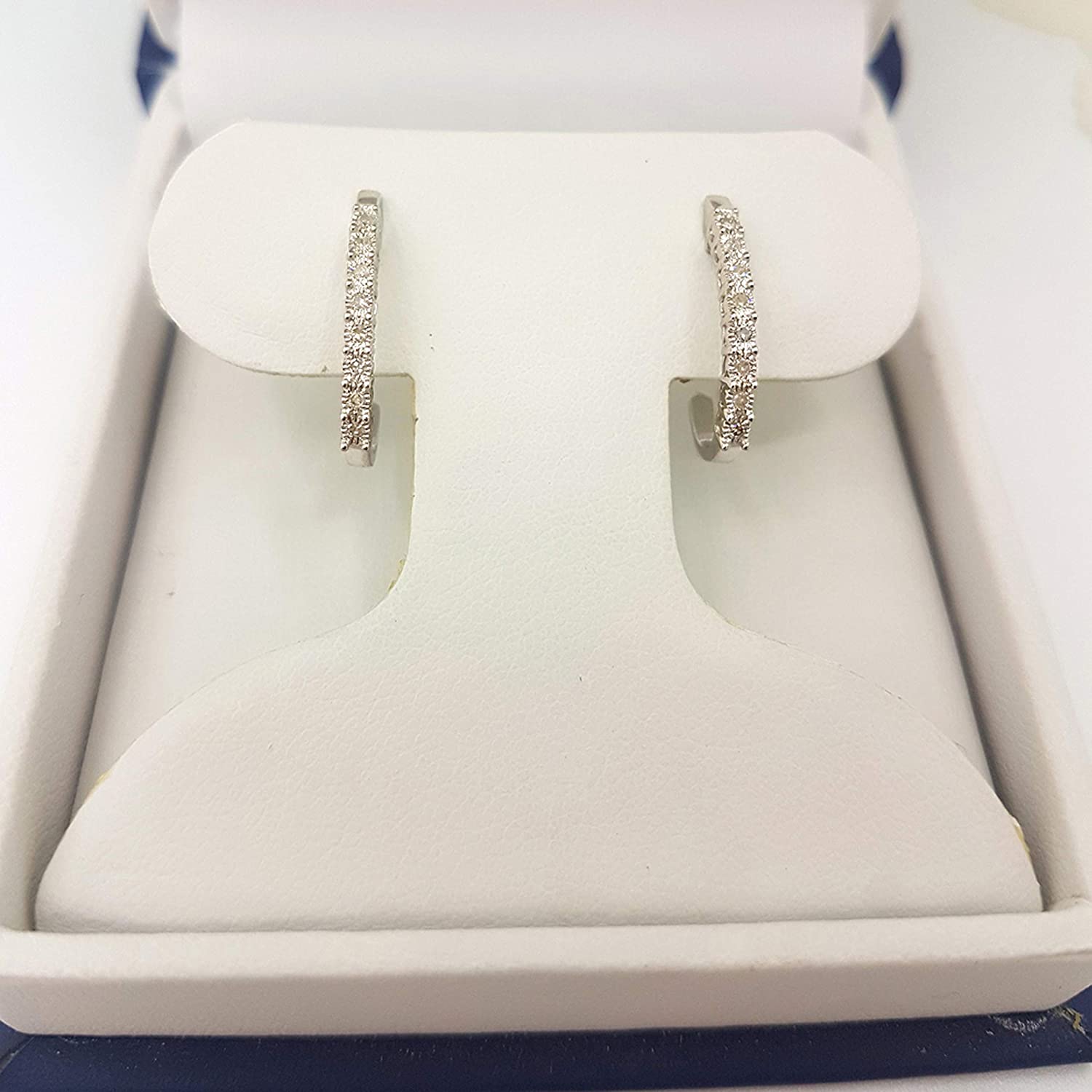 0.15 Carat (ctw) Round White Diamonds Ladies J Shaped Hoop Earrings, 10K/14K/18K Gold & 925 Sterling Silver - Samuels Jewelers