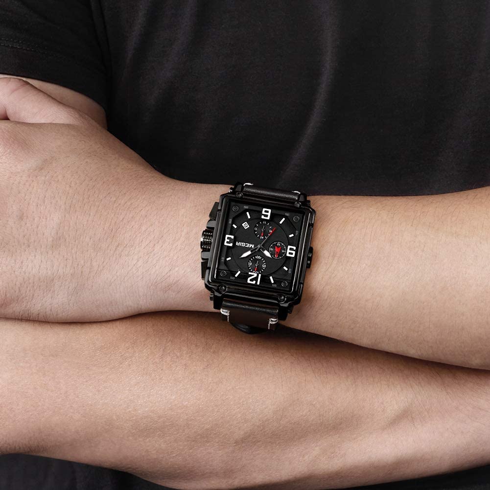 Men's Analogue Army Military Chronograph Luminous Quartz Watch Fashion Leather Strap - Samuels Jewelers