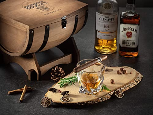 8 Whiskey Granite Stones 2 Whiskey Glasses Gift Set For Men In Whiskey Half Barrel Gift Box - Samuels Jewelers