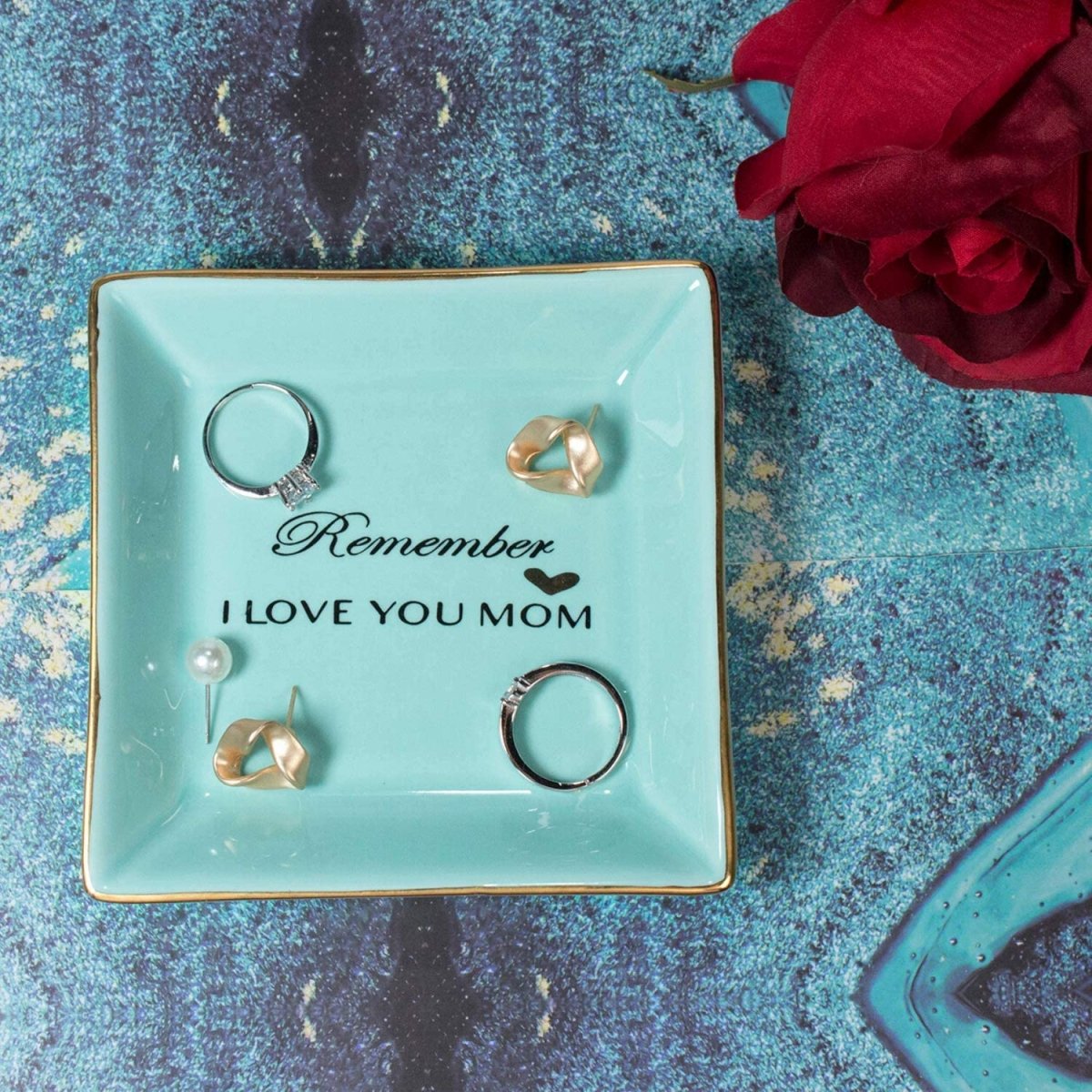 Ceramic Jewelry Dish Tray Blue Ring Dish Jewelry Organizer - Samuels Jewelers