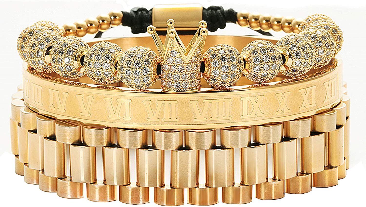 Imperial Crown King Gold Bracelets for Men Luxury Charm Fashion Cuff Bangle Jewelry - Samuels Jewelers
