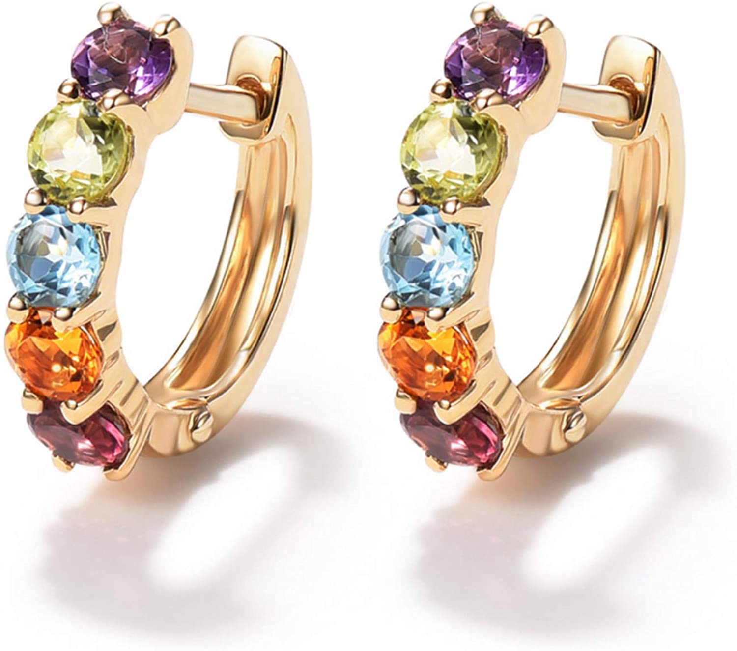 14K Gold 3/4 cttw Multi Colored Amethyst Peridot Topaz Earrings - Samuels Jewelers