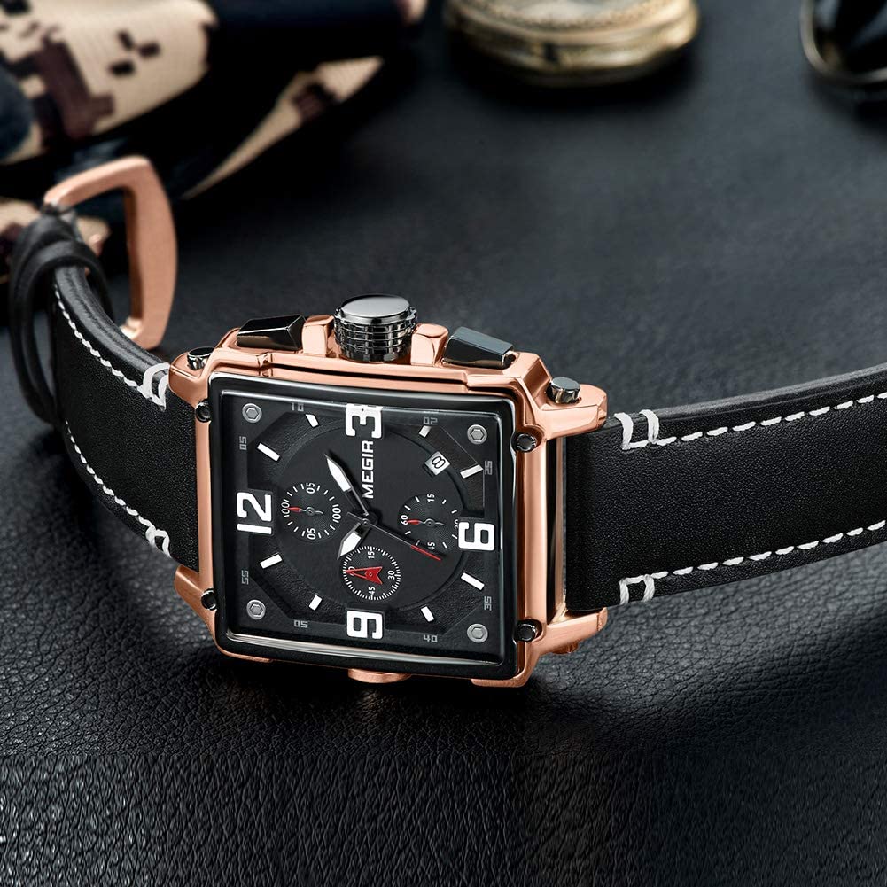 Men's Analogue Army Military Chronograph Luminous Quartz Watch Fashion Leather Strap - Samuels Jewelers