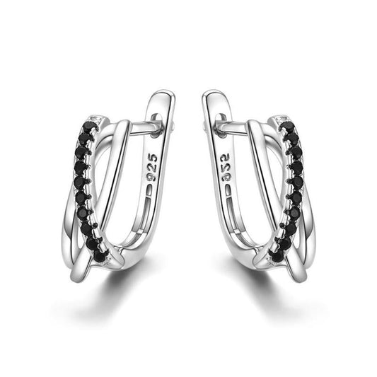 Genuine 925 Sterling Silver Black Spinel Stone Cute Stud Earings - Samuels Jewelers