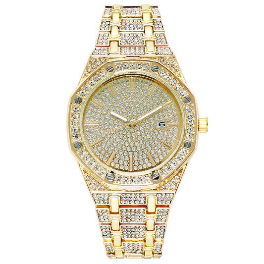Full Diamond Quartz Luxury Hip Hop Wristwatch Iced Out - Samuels Jewelers