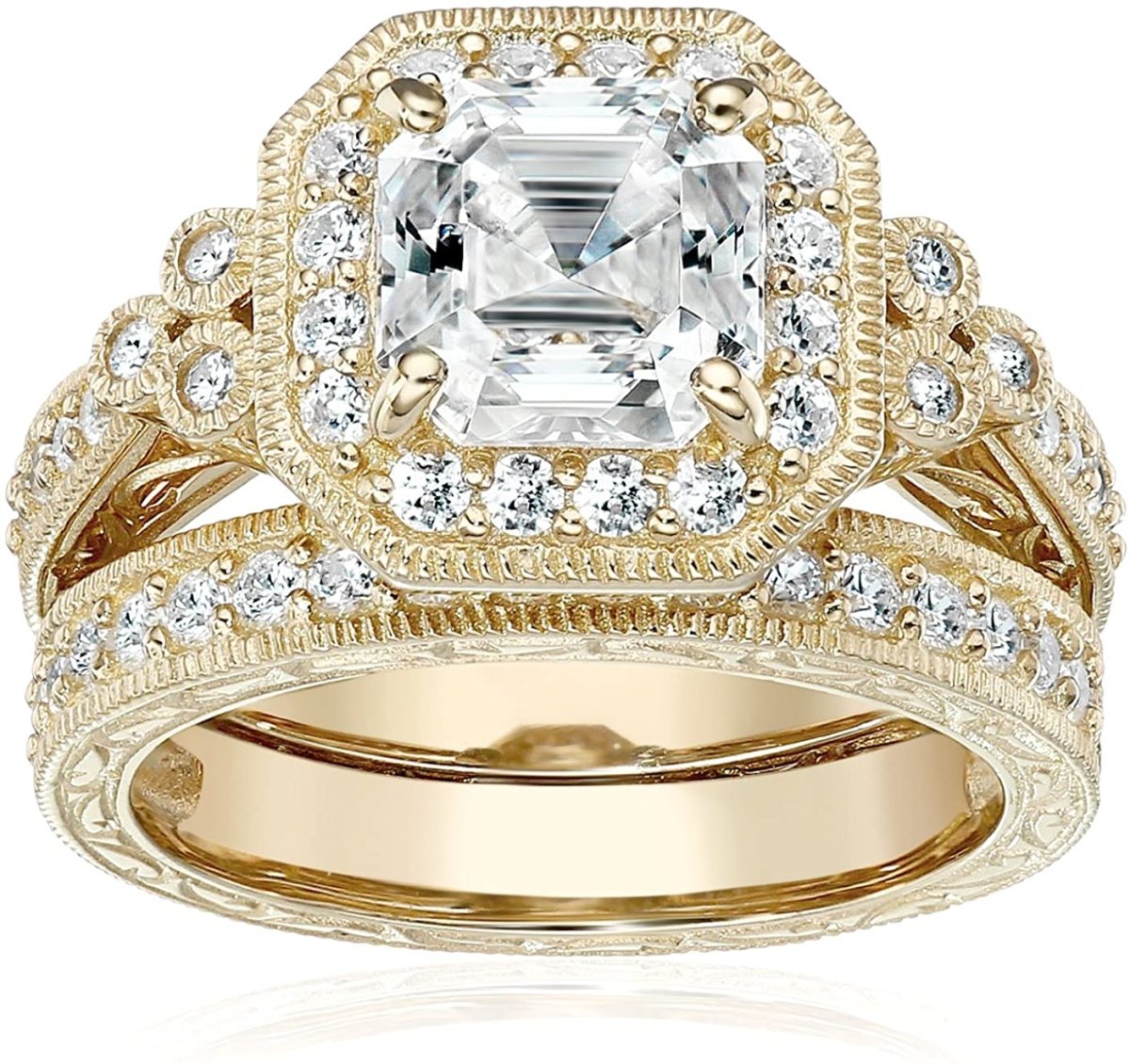 Platinum Gold Plated Sterling Silver Zirconia Ring - Samuels Jewelers