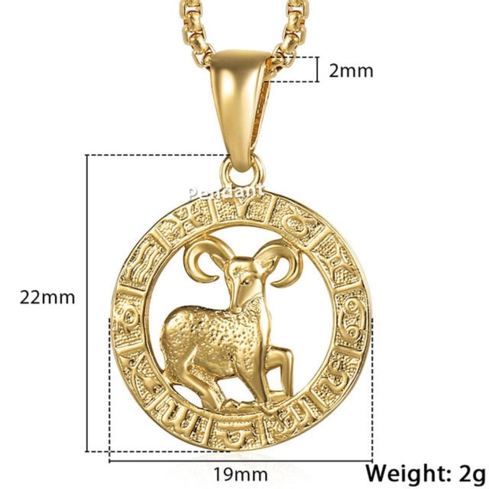 12 Horoscope Zodiac Sign Gold Pendant Necklace Aries Leo - Samuels Jewelers