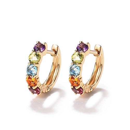 14K Gold 3/4 cttw Multi Colored Amethyst Peridot Topaz Earrings - Samuels Jewelers