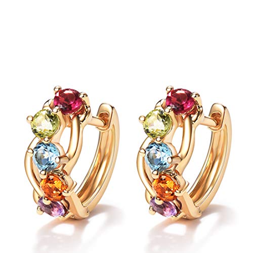 14K Gold 3/4 cttw Multi Colored Amethyst Peridot Topaz Earrings - Samuels Jewelers